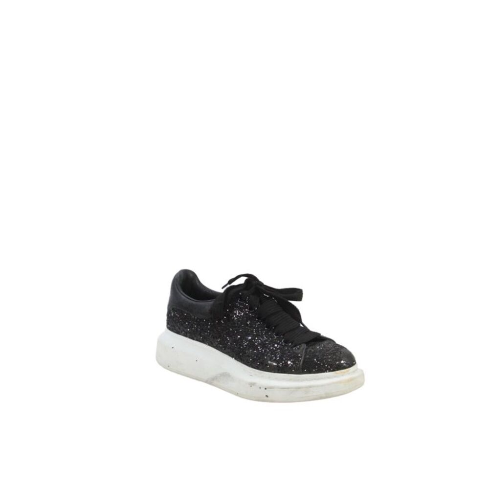 Alexander McQueen Womens Sequined Platform Sneakers Black Size 39.5 9.5